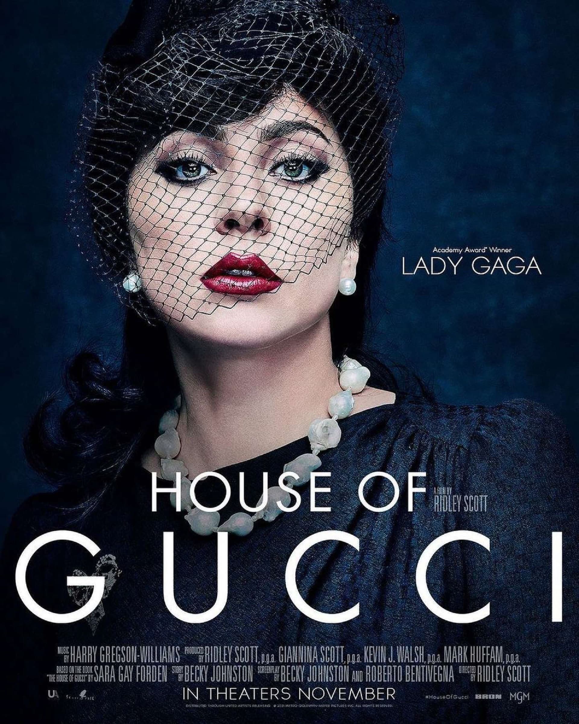Lady Gaga, Adam Driver y Al Pacino en la película House of Gucci